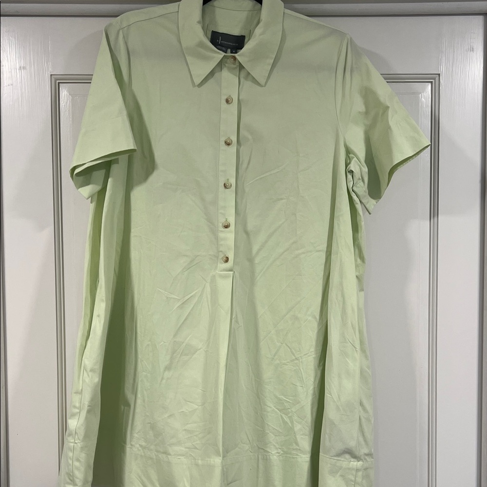 Anthropologie Pastel Green Button-Up Mini Dress